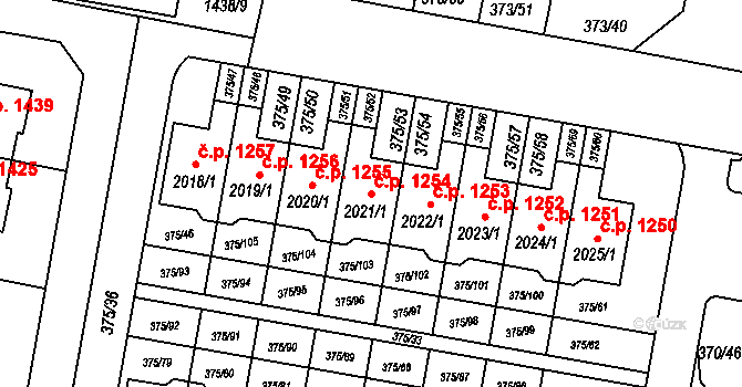 Starý Plzenec 1254 na parcele st. 2021/1 v KÚ Starý Plzenec, Katastrální mapa