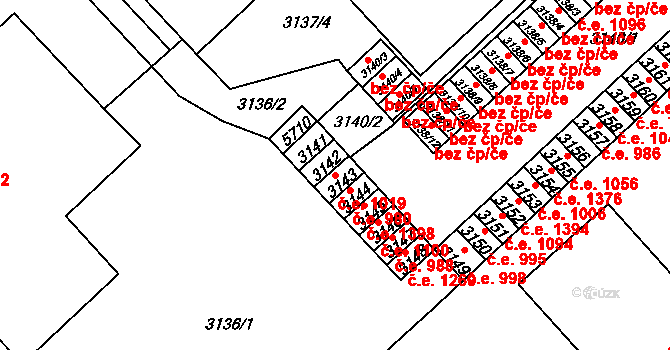 Chomutov 1019 na parcele st. 3143 v KÚ Chomutov I, Katastrální mapa