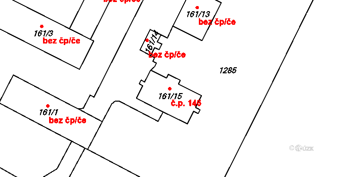 Litohoř 146 na parcele st. 161/15 v KÚ Litohoř, Katastrální mapa