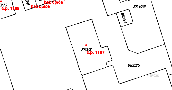 Vítkovice 1187, Ostrava na parcele st. 883/3 v KÚ Vítkovice, Katastrální mapa