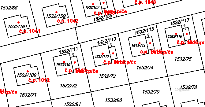 Řeporyje 1014, Praha na parcele st. 1532/112 v KÚ Řeporyje, Katastrální mapa