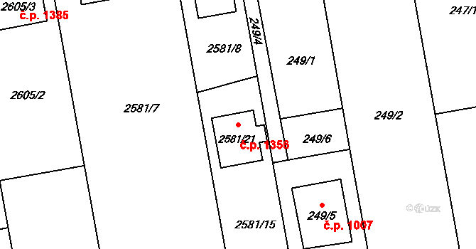 Kylešovice 1356, Opava na parcele st. 2581/21 v KÚ Kylešovice, Katastrální mapa