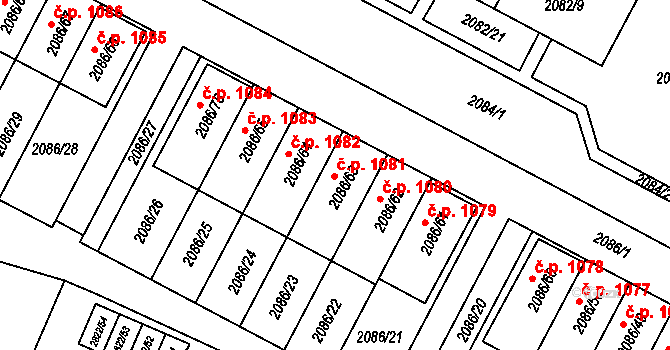 Jemnice 1081 na parcele st. 2086/63 v KÚ Jemnice, Katastrální mapa