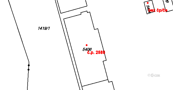 Kroměříž 2588 na parcele st. 5406 v KÚ Kroměříž, Katastrální mapa