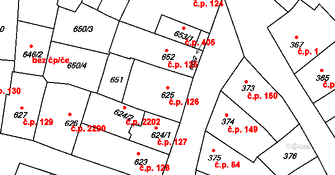 Předměstí 126, Litoměřice na parcele st. 625 v KÚ Litoměřice, Katastrální mapa