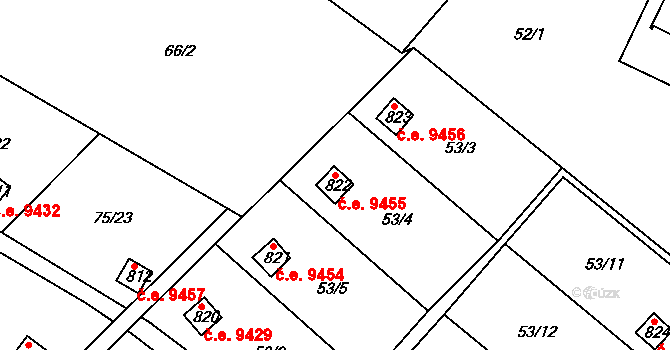 Děčín X-Bělá 9455, Děčín na parcele st. 822 v KÚ Bělá u Děčína, Katastrální mapa
