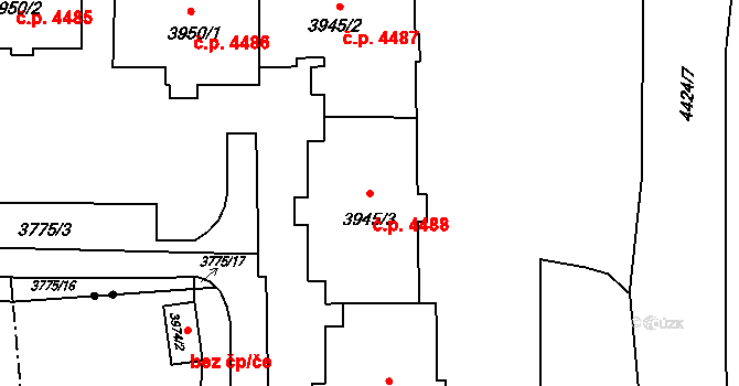 Poruba 4488, Ostrava na parcele st. 3945/3 v KÚ Poruba-sever, Katastrální mapa