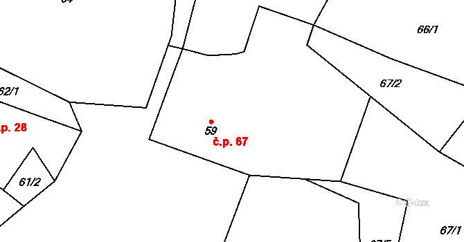 Líšnice 67, Sepekov na parcele st. 59 v KÚ Líšnice u Sepekova, Katastrální mapa