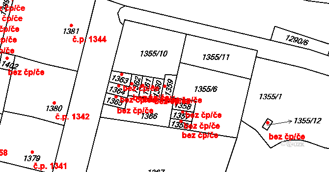Kladno 38569027 na parcele st. 1359 v KÚ Kročehlavy, Katastrální mapa