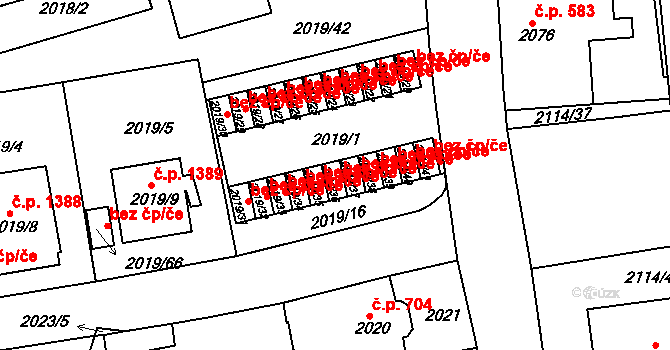 Praha 40379027 na parcele st. 2019/36 v KÚ Krč, Katastrální mapa