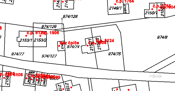 Zlín 1904 na parcele st. 2152/1 v KÚ Zlín, Katastrální mapa