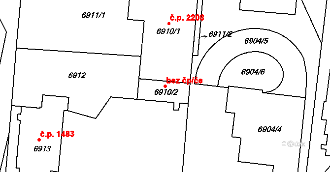 Žďár nad Sázavou 1 2641, Žďár nad Sázavou na parcele st. 6910/2 v KÚ Město Žďár, Katastrální mapa