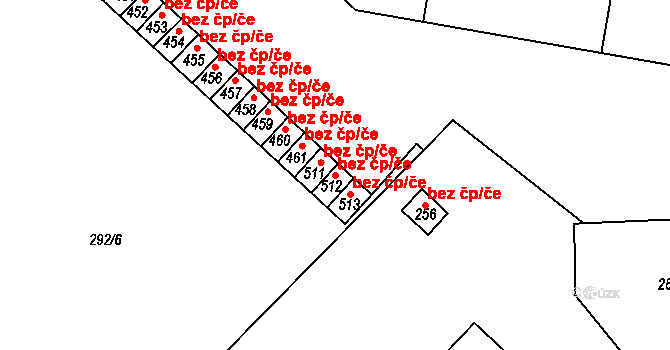 Hrádek 43336027 na parcele st. 512 v KÚ Nová Huť, Katastrální mapa