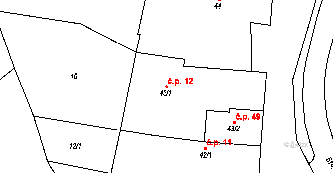 Holešovice 12, Chroustovice na parcele st. 43/1 v KÚ Holešovice u Chroustovic, Katastrální mapa
