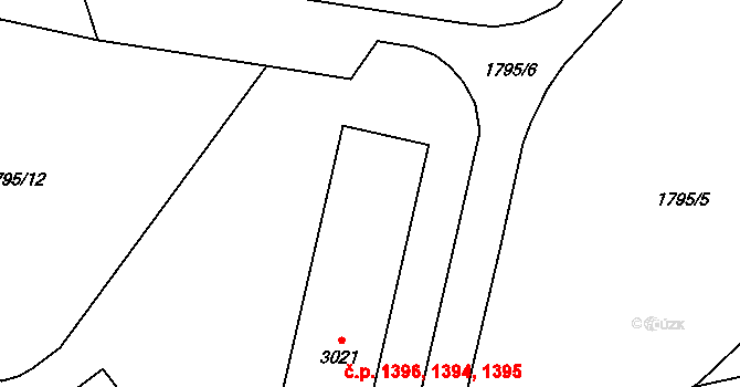 Hlinsko 1394,1395,1396 na parcele st. 3021 v KÚ Hlinsko v Čechách, Katastrální mapa
