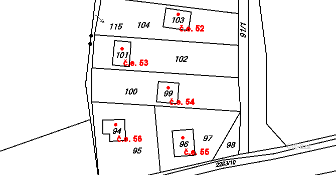 Beroun-Zdejcina 54, Beroun na parcele st. 99 v KÚ Zdejcina, Katastrální mapa
