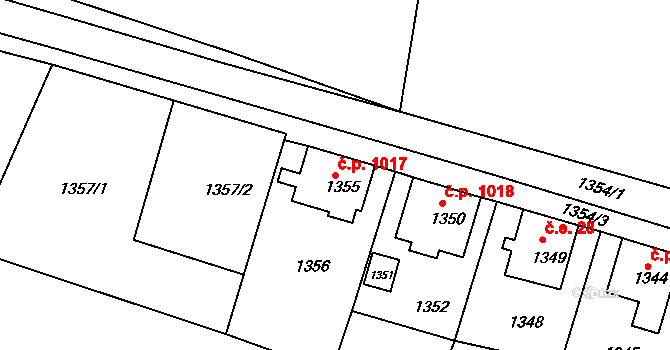 Vejprty 1017 na parcele st. 1355 v KÚ Vejprty, Katastrální mapa