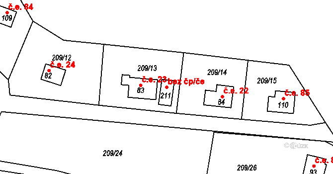 Lichoceves 94014027 na parcele st. 211 v KÚ Noutonice, Katastrální mapa