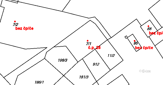 Svinná 26, Skuhrov nad Bělou na parcele st. 7/1 v KÚ Svinná u Brocné, Katastrální mapa