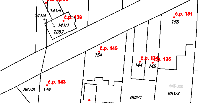 Mantov 149, Chotěšov na parcele st. 154 v KÚ Mantov, Katastrální mapa