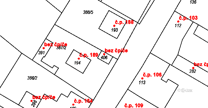 Cvrčovice 106982028 na parcele st. 406 v KÚ Cvrčovice, Katastrální mapa