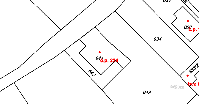 Bělotín 224 na parcele st. 641 v KÚ Bělotín, Katastrální mapa