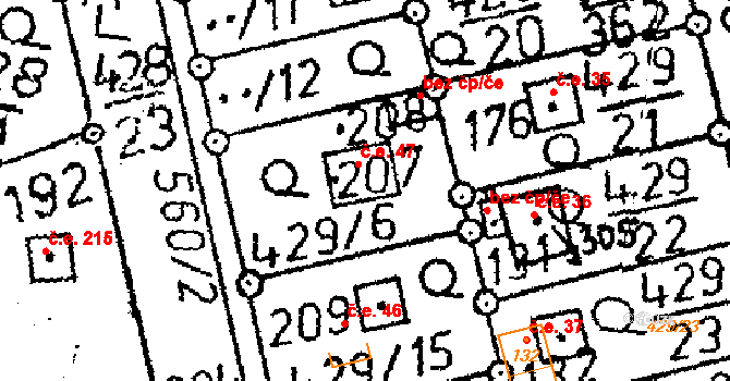 Černíny 47 na parcele st. 207 v KÚ Černíny, Katastrální mapa