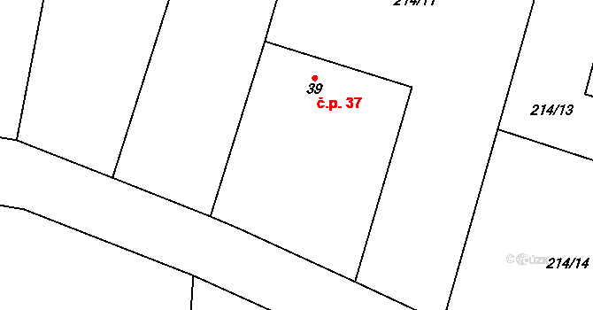 Krchlebská Lhota 37, Zbýšov na parcele st. 39 v KÚ Krchlebská Lhota, Katastrální mapa