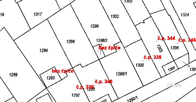 Jedovnice 118119028 na parcele st. 1298/2 v KÚ Jedovnice, Katastrální mapa