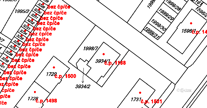 Šumperk 1188 na parcele st. 3934/1 v KÚ Šumperk, Katastrální mapa