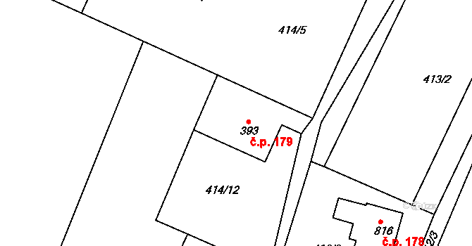 Ládví 179, Kamenice na parcele st. 393 v KÚ Ládví, Katastrální mapa