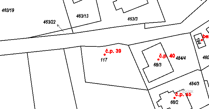 Javorník 39, Proseč pod Ještědem na parcele st. 117 v KÚ Javorník u Českého Dubu, Katastrální mapa