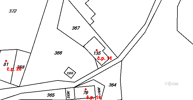 Skuhrov 11, Lomnice nad Popelkou na parcele st. 135 v KÚ Rváčov, Katastrální mapa