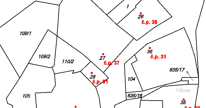 Suchá 37, Nechanice na parcele st. 27 v KÚ Suchá u Nechanic, Katastrální mapa