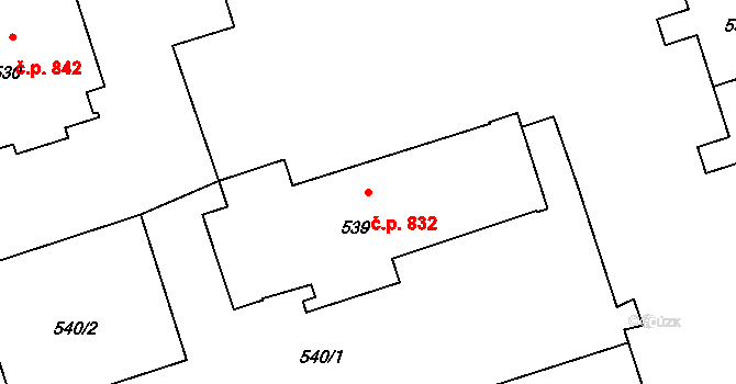 Lutyně 832, Orlová na parcele st. 539 v KÚ Horní Lutyně, Katastrální mapa