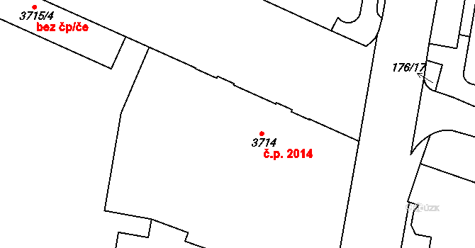 Teplice 2014 na parcele st. 3714 v KÚ Teplice, Katastrální mapa