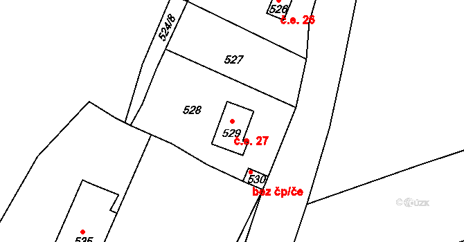 Suletice 27, Homole u Panny na parcele st. 529 v KÚ Suletice, Katastrální mapa