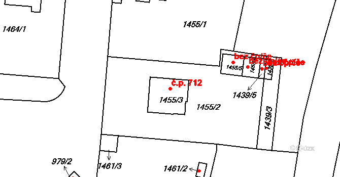 České Budějovice 6 712, České Budějovice na parcele st. 1455/3 v KÚ České Budějovice 6, Katastrální mapa