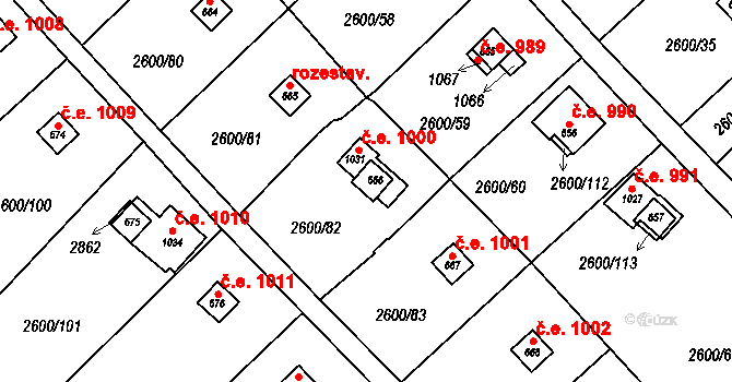 Ivančice 1000 na parcele st. 666 v KÚ Kounické Předměstí, Katastrální mapa