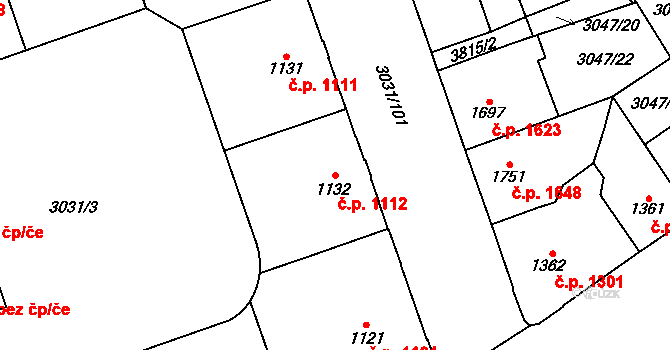 Česká Třebová 1112 na parcele st. 1132 v KÚ Česká Třebová, Katastrální mapa