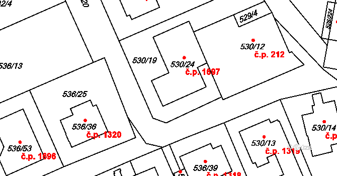 Chotěboř 1697 na parcele st. 530/24 v KÚ Chotěboř, Katastrální mapa