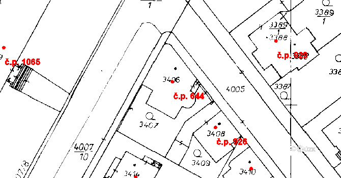 Poděbrady III 644, Poděbrady na parcele st. 3406 v KÚ Poděbrady, Katastrální mapa