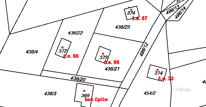 Mlékojedy 65, Neratovice na parcele st. 373 v KÚ Mlékojedy u Neratovic, Katastrální mapa