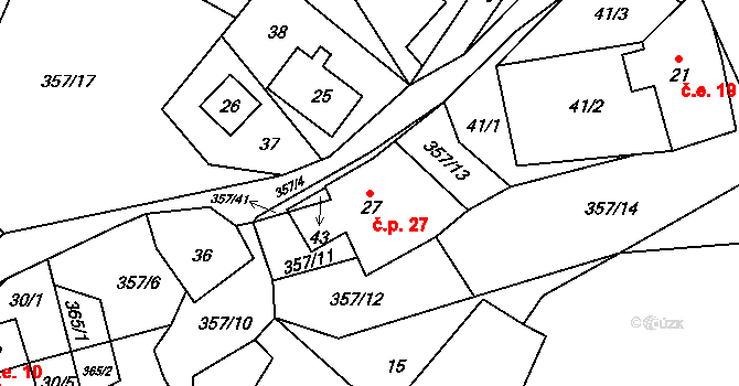 Ondřejov 27, Perštejn na parcele st. 27 v KÚ Ondřejov u Perštejna, Katastrální mapa