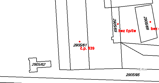 Příbram VI-Březové Hory 639, Příbram na parcele st. 2905/61 v KÚ Příbram, Katastrální mapa