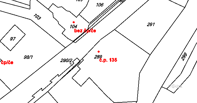 Ludvíkov 135 na parcele st. 289/1 v KÚ Ludvíkov pod Pradědem, Katastrální mapa