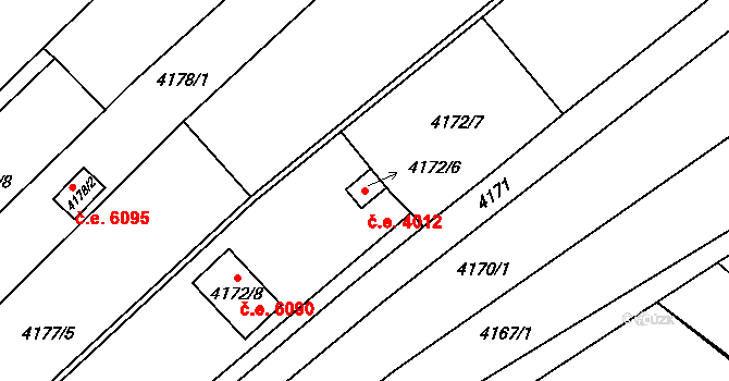 Znojmo 4012 na parcele st. 4172/6 v KÚ Znojmo-město, Katastrální mapa