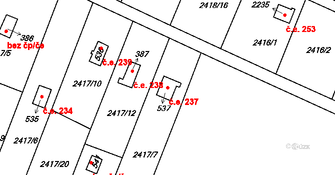 Lačnov 237, Svitavy na parcele st. 537 v KÚ Moravský Lačnov, Katastrální mapa