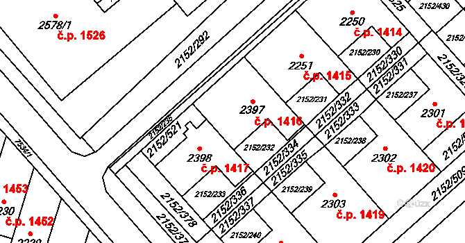 Napajedla 1416 na parcele st. 2397 v KÚ Napajedla, Katastrální mapa