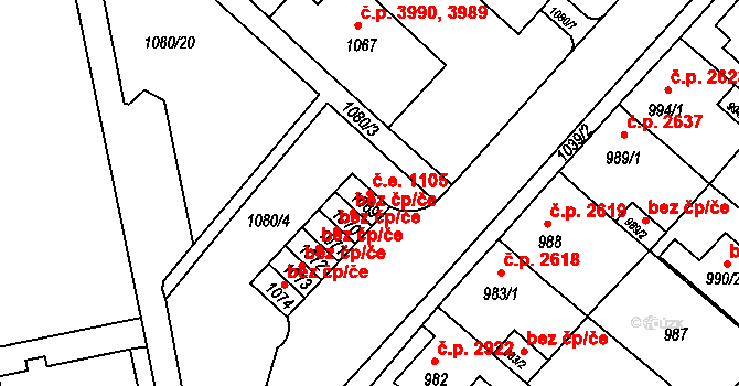 Chomutov 43032028 na parcele st. 1069 v KÚ Chomutov II, Katastrální mapa